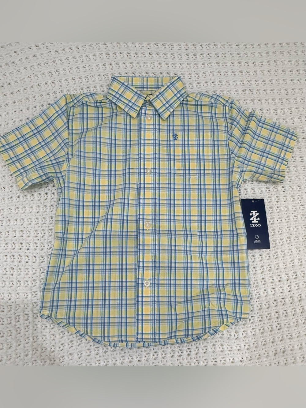 Izod Andover Plaid Printed Shirt and Shorts Set in lemon meringue size L (6)